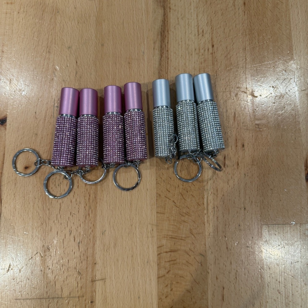 Sparkling Rhinestone Perfume Atomizer Keychain Set 7 Travel Mini Spray Bottles